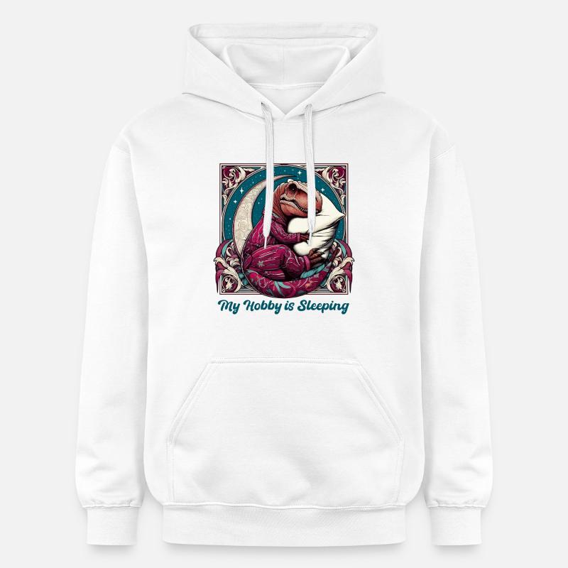 T-Rex Sleeping Hobby Cadeau - Sweat à capuche Softstyle® Gildan Unisexe - blanc