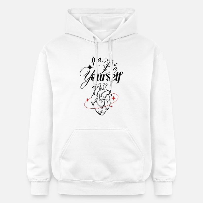 Soyez simplement vous-même – Cœur et lettrage - Sweat à capuche Softstyle® Gildan Unisexe - blanc
