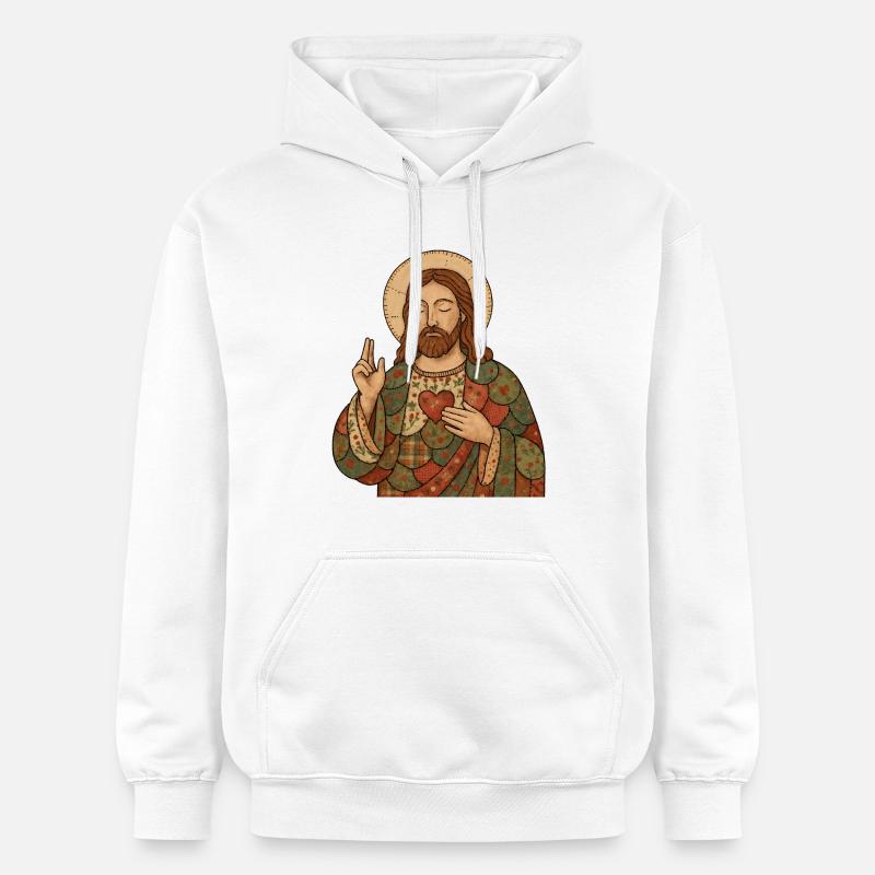 Patchwork de Noël Jésus - Sweat à capuche Softstyle® Gildan Unisexe - blanc