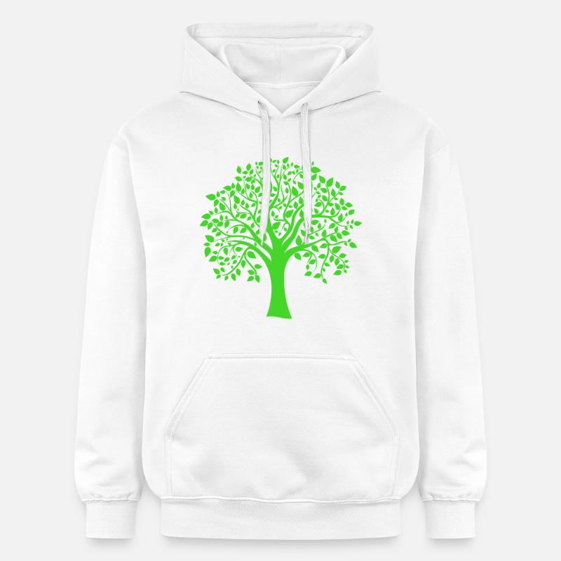 Silhouette à motif d’arbre jumbo vert - Sweat à capuche Softstyle® Gildan Unisexe - blanc