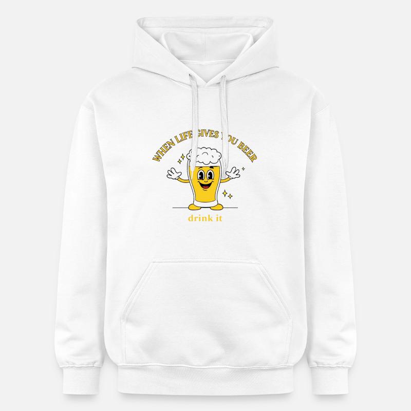 Devise de la bière Devise Cartoon - Sweat à capuche Softstyle® Gildan Unisexe - blanc