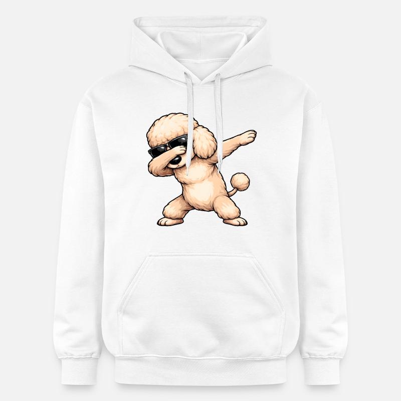 Caniche en train de dobber - Sweat à capuche Softstyle® Gildan Unisexe - blanc
