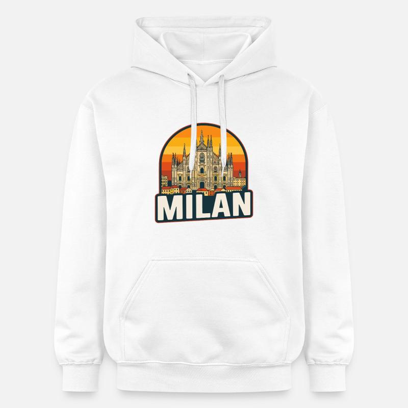 Milan Skyline Retro Sunset Duomo Design - Sweat à capuche Softstyle® Gildan Unisexe - blanc