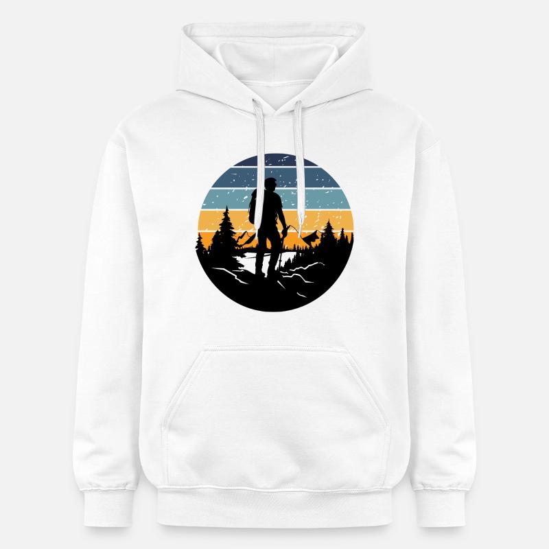 Randonneur au coucher rétro - Sweat à capuche Softstyle® Gildan Unisexe - blanc