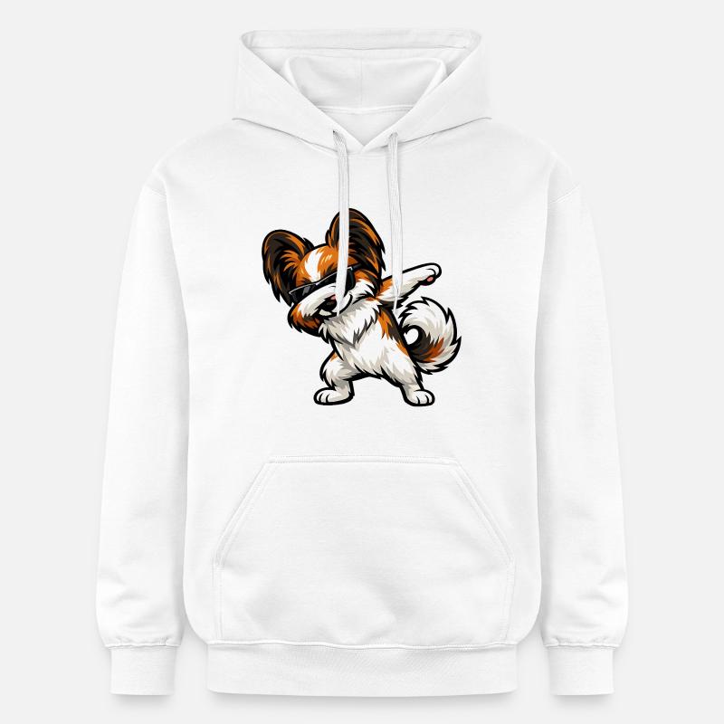 Chien Papillon - Sweat à capuche Softstyle® Gildan Unisexe - blanc