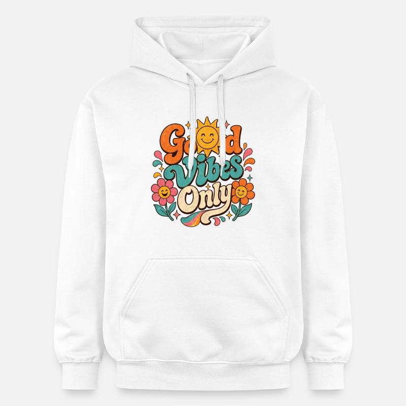Good Vibe's einziges Retro-Floral - Gildan Unisex Softstyle® Midweight Hoodie - Weiß