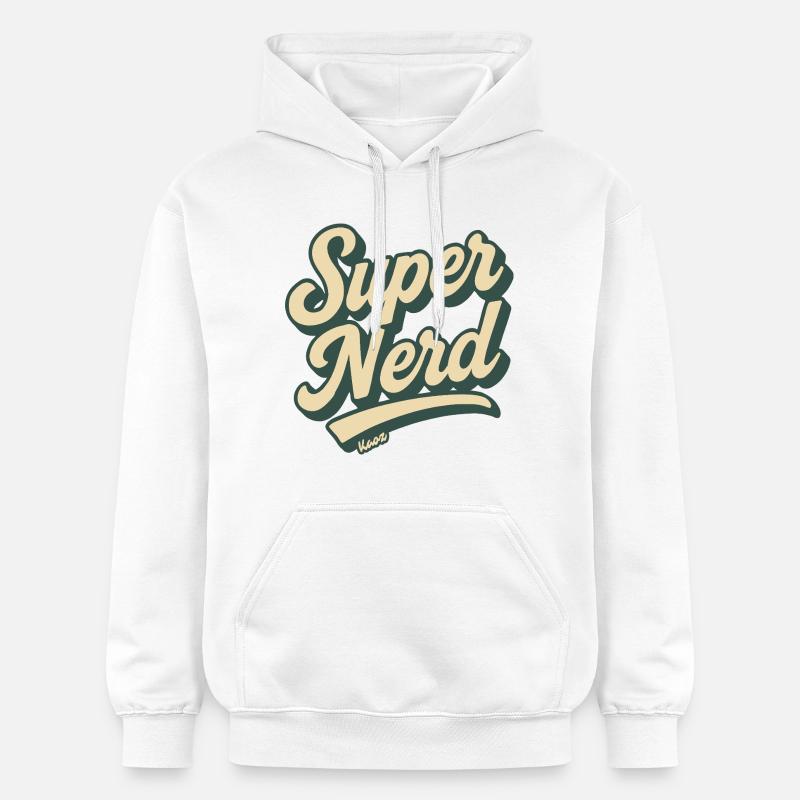 Super Nerd Retro Script - Sweat à capuche Softstyle® Gildan Unisexe - blanc