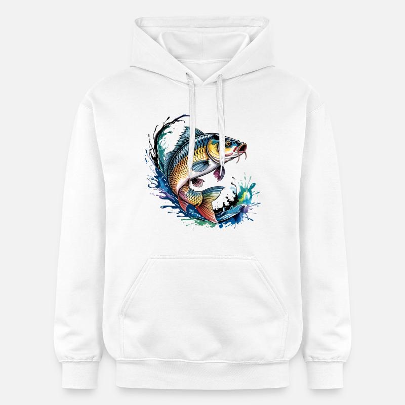 Pêche à la carpe - Sweat à capuche Softstyle® Gildan Unisexe - blanc