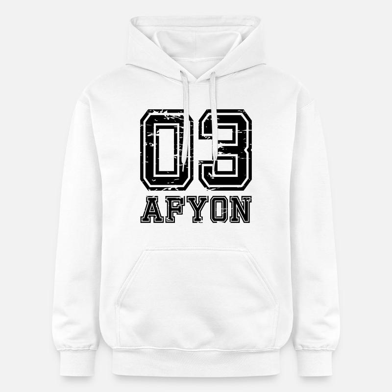 Afyon 03 look usé - Sweat à capuche Softstyle® Gildan Unisexe - blanc