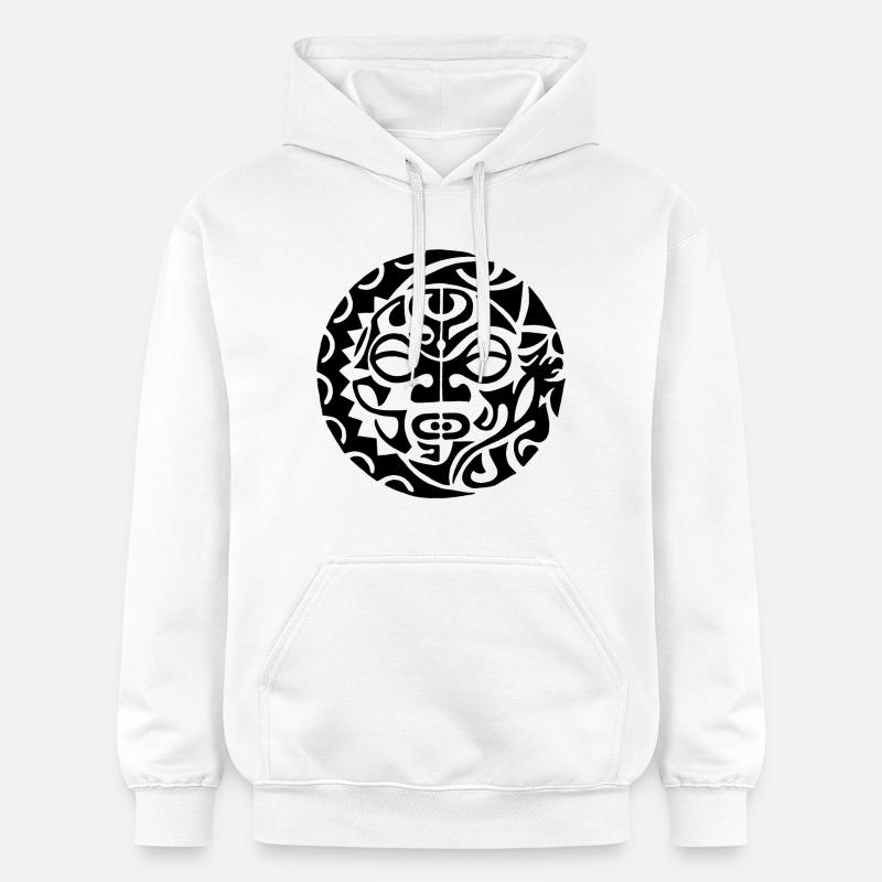 Tête de mort polynésienne noire - Sweat à capuche Softstyle® Gildan Unisexe - blanc