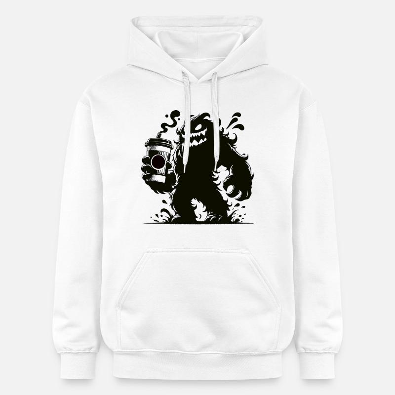 Drôle de café monstre bande dessinée - Sweat à capuche Softstyle® Gildan Unisexe - blanc