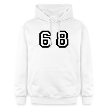 Number - 68 - Sixty Eight - Gildan Unisex Softstyle® Midweight Hoodie - Weiß - Vorne - Liana (172cm) & Jaron (178cm)