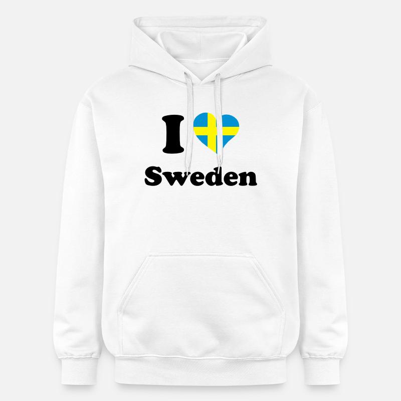 I love Sweden - J'aime la Suède - Sweat à capuche Softstyle® Gildan Unisexe - blanc
