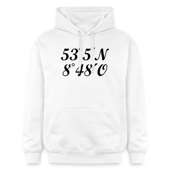 Bremer Koordinaten Bremen Längengrad Breitengrad - Gildan Unisex Softstyle® Midweight Hoodie - Weiß - Vorne - Liana (172cm) & Jaron (178cm)