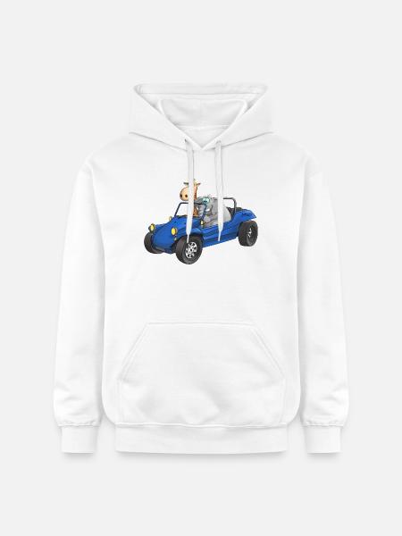 Elephant and giraffe in buggy - Gildan Unisex Softstyle® Midweight Hoodie - white