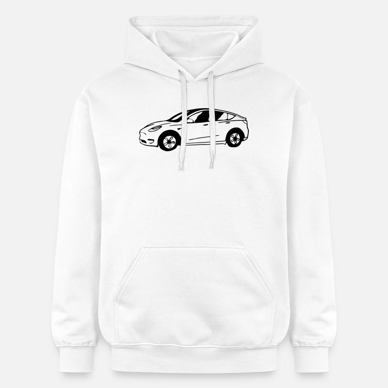 Modèle Y dessiné schématiquement - Sweat à capuche Softstyle® Gildan Unisexe - blanc