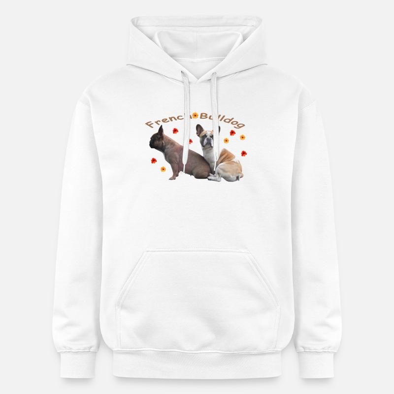 Français Fleurs de bouledogues - Sweat à capuche Softstyle® Gildan Unisexe - blanc
