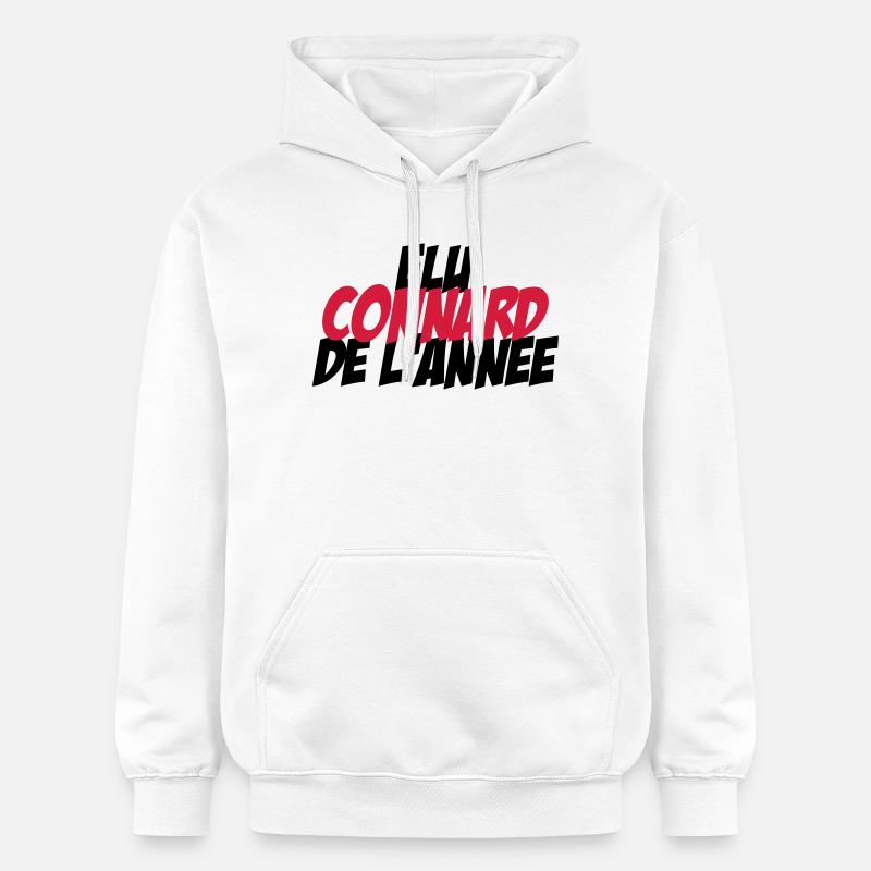 Elu Connard de l'année ! - Sweat à capuche Softstyle® Gildan Unisexe - blanc