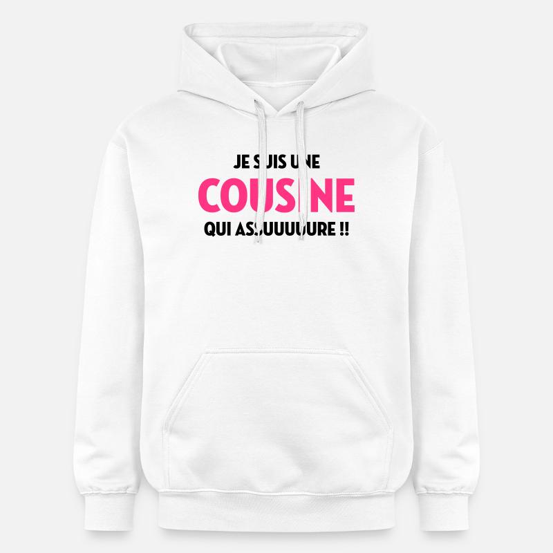 Cousine / Cousin / Bébé / Naissance / Baby - Sweat à capuche Softstyle® Gildan Unisexe - blanc
