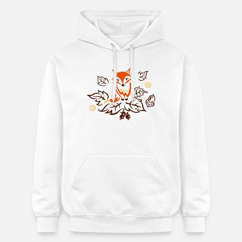 Petit renard avec des feuilles, l'automne. - Sweat à capuche Softstyle® Gildan Unisexe - blanc