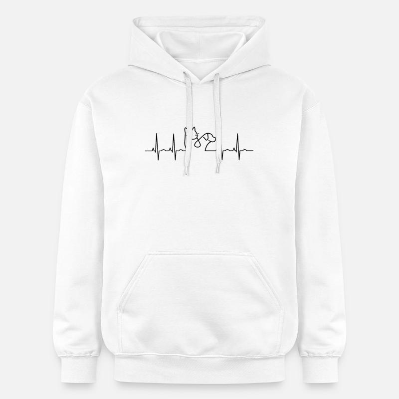 Battement de cœur chat Lineart - Sweat à capuche Softstyle® Gildan Unisexe - blanc