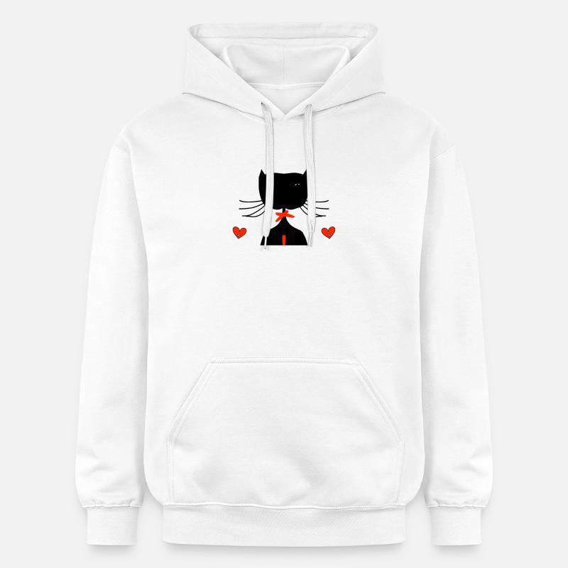 chat noir - Sweat à capuche Softstyle® Gildan Unisexe - blanc
