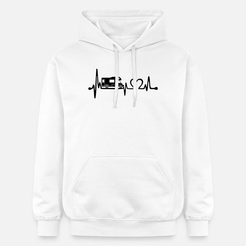 mon cœur pour les camping-cars - Sweat à capuche Softstyle® Gildan Unisexe - blanc