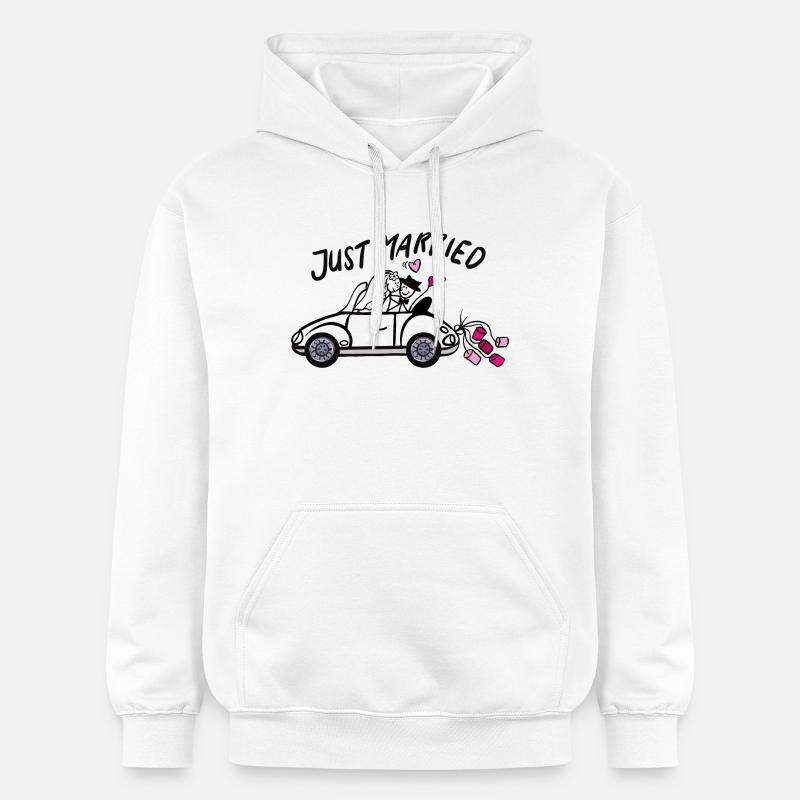 Voiture de mariage amoureuse des cœurs - Sweat à capuche Softstyle® Gildan Unisexe - blanc