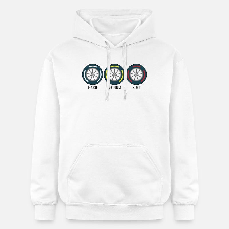 Pneus Formule voiture course - Sweat à capuche Softstyle® Gildan Unisexe - blanc