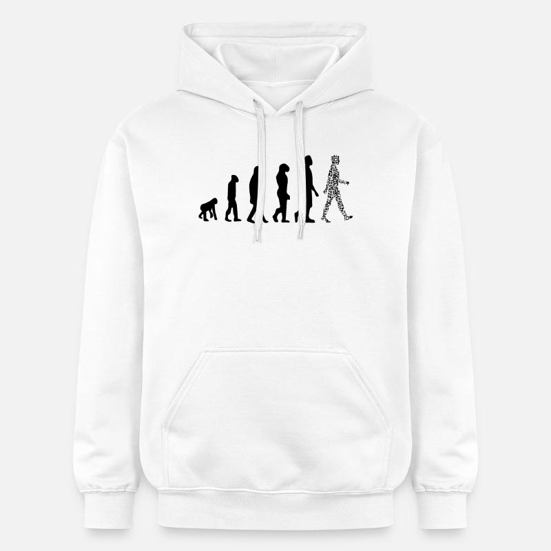 Evolution QR Code - Humor Gesundheits-Pass - Gildan Unisex Softstyle® Midweight Hoodie - Weiß
