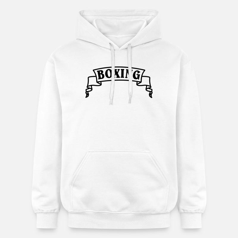 Boxen Boxtext in Wimpel oder Banner - Gildan Unisex Softstyle® Midweight Hoodie - Weiß