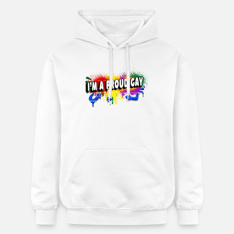 Ich bin ein stolzer Schwuler - Gildan Unisex Softstyle® Midweight Hoodie - Weiß