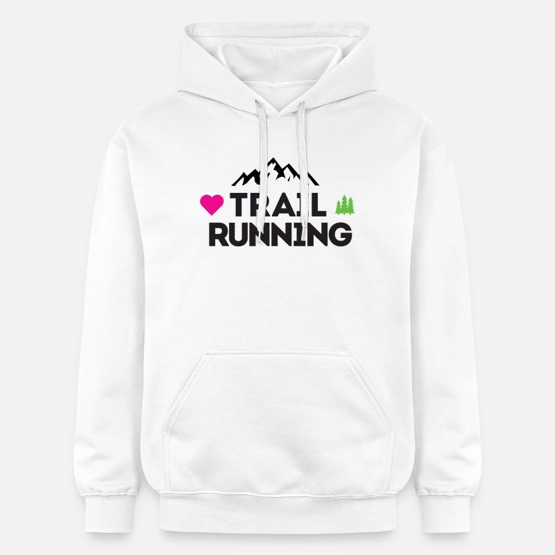 J’adore le trail running - Sweat à capuche Softstyle® Gildan Unisexe - blanc