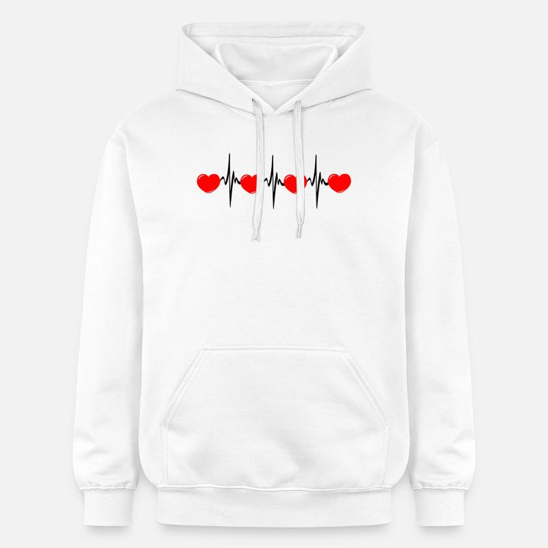 Fréquence cardiaque dur rouge cardio ECG - Sweat à capuche Softstyle® Gildan Unisexe - blanc