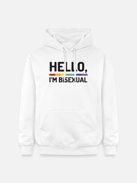 Hello, I'm Bisexual - Gildan Unisex Softstyle® Midweight Hoodie - white