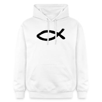 Jésus poisson noir Ichthys poisson poisson poisson - Sweat à capuche Softstyle® Gildan Unisexe - blanc - Devant - Liana (172cm) & Jaron (178cm)
