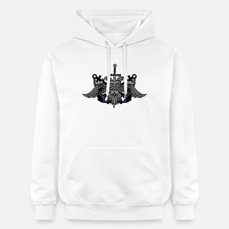 Blason de l’Aigle Jumeau avec épée - Sweat à capuche Softstyle® Gildan Unisexe - blanc