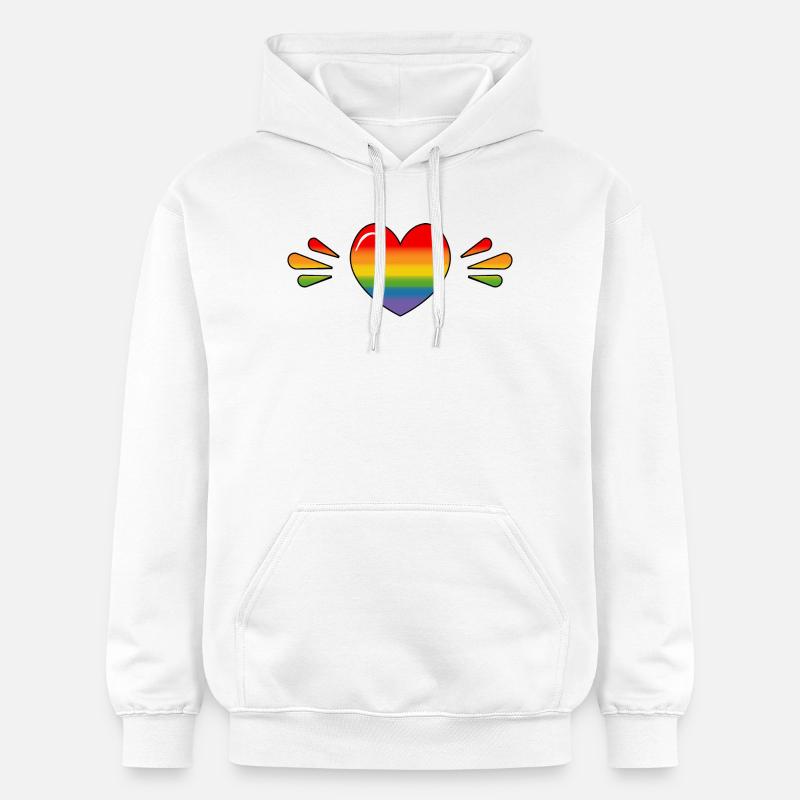 Cœur scintillant arc-en-ciel - Sweat à capuche Softstyle® Gildan Unisexe - blanc