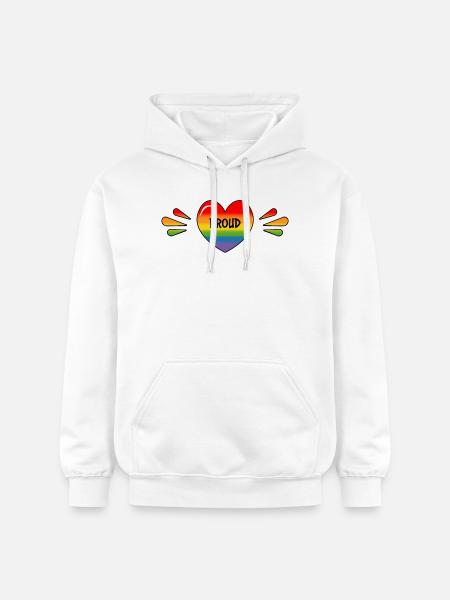 Rainbow LGBT Proud Heart - Gildan Unisex Softstyle® Midweight Hoodie - white