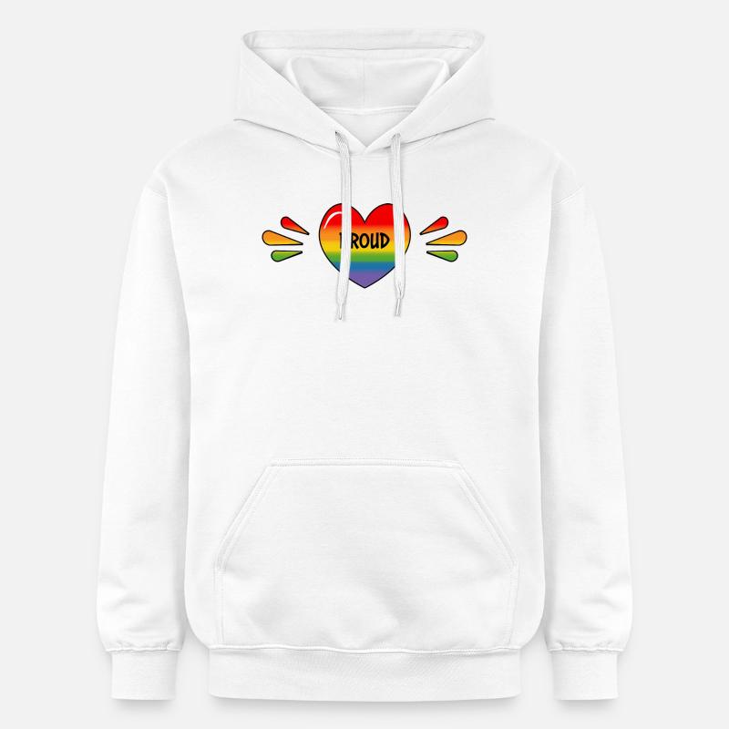 Rainbow LGBT Proud Heart - Sweat à capuche Softstyle® Gildan Unisexe - blanc