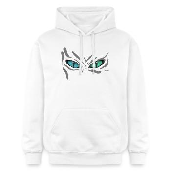 Vue sarcelles aux yeux de chat de nuit - Sweat à capuche Softstyle® Gildan Unisexe - blanc - Devant - Liana (172cm) & Jaron (178cm)