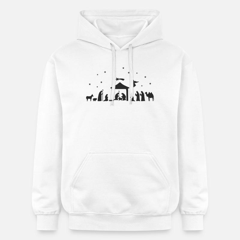 Weihnachtskrippe Silhouette Krippenszene - Gildan Unisex Softstyle® Midweight Hoodie - Weiß
