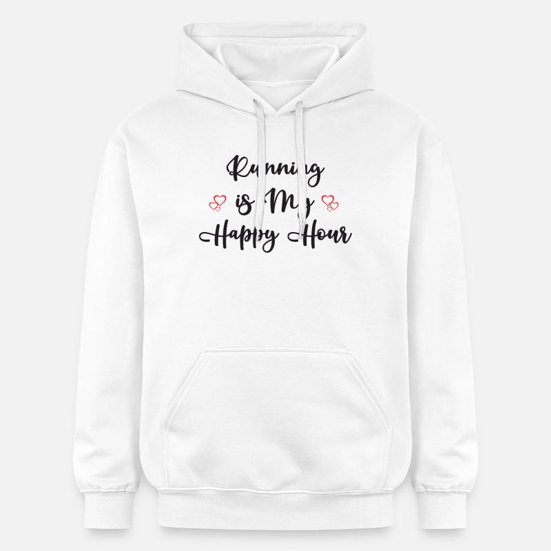 Courir est mon Happy Hour - Sweat à capuche Softstyle® Gildan Unisexe - blanc