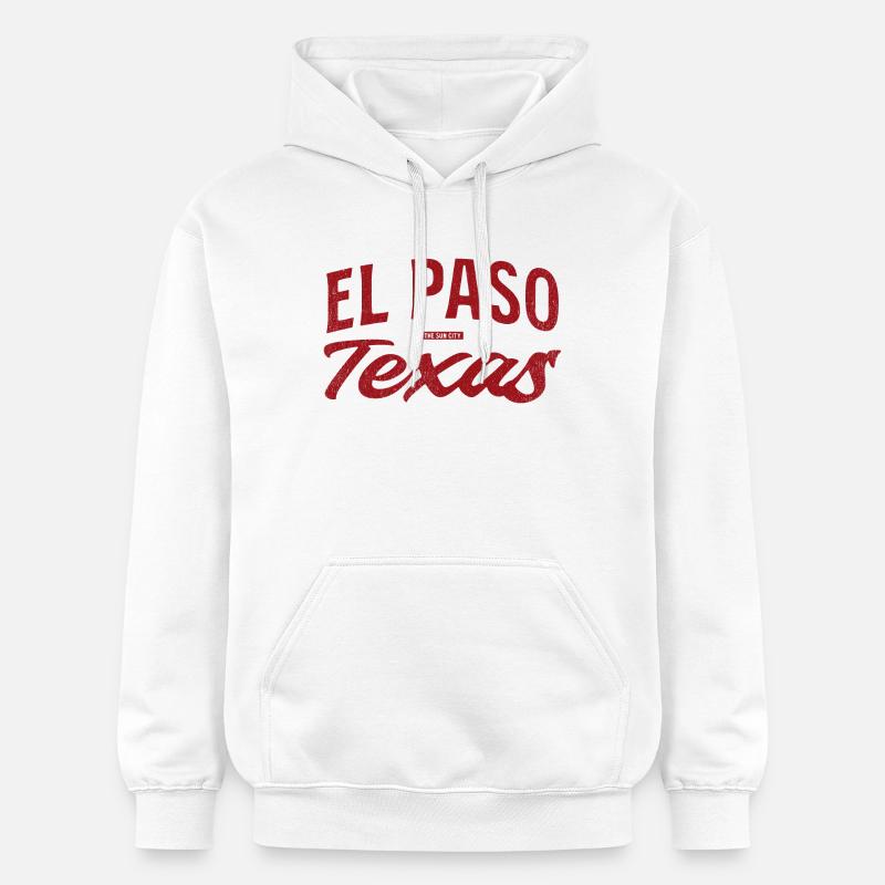 El Paso Texas Retro Script - Gildan Unisex Softstyle® Midweight Hoodie - white