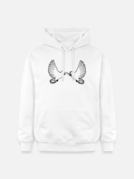 Two pigeons transparent - Gildan Unisex Softstyle® Midweight Hoodie - white