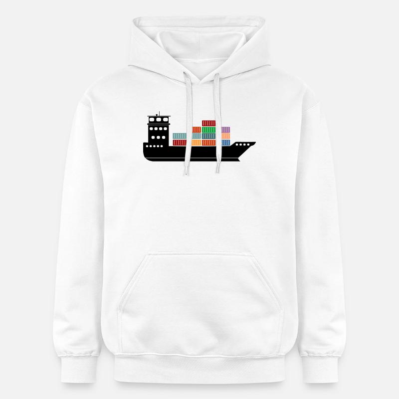 Seecontainerschiff oder Boot mit Containern - Gildan Unisex Softstyle® Midweight Hoodie - Weiß