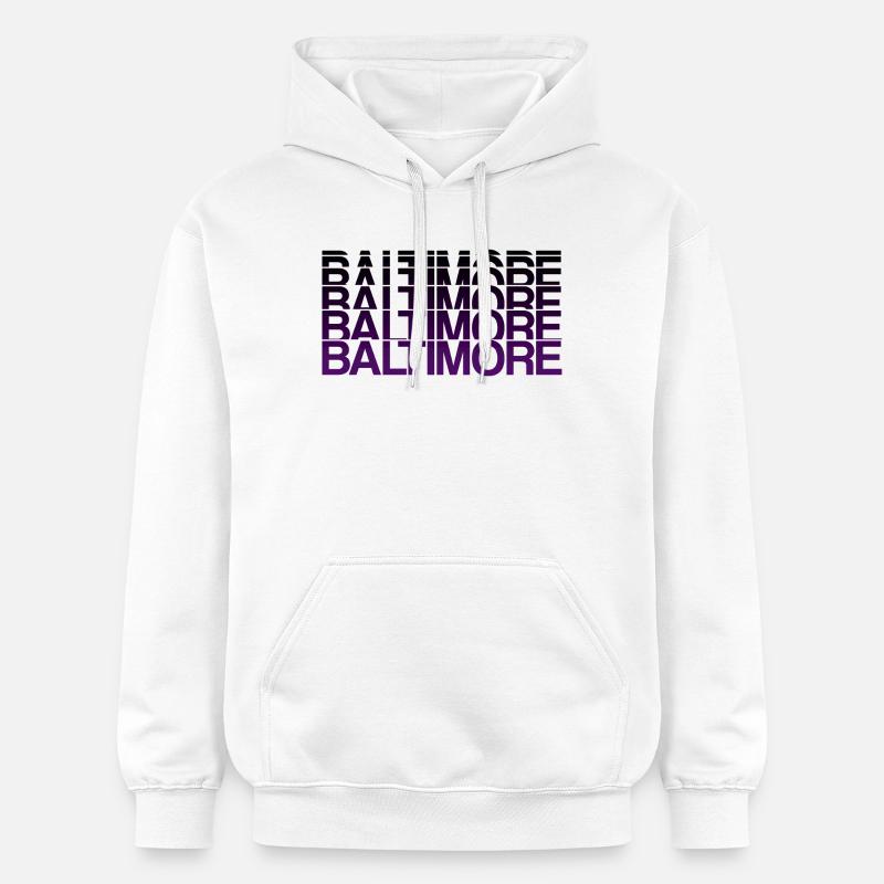Baltimore Violett Gradient Stil - Gildan Unisex Softstyle® Midweight Hoodie - Weiß