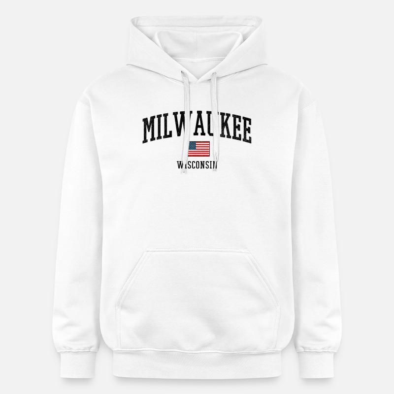 Conception du drapeau Milwaukee, Wisconsin, États-Unis - Sweat à capuche Softstyle® Gildan Unisexe - blanc