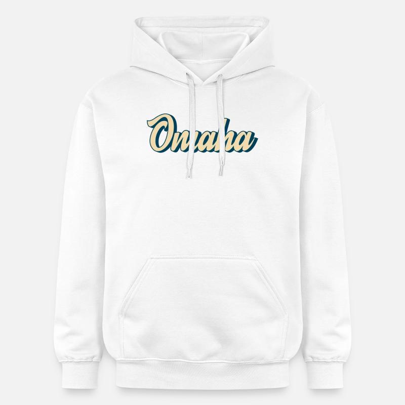 Omaha Script Rétro - Sweat à capuche Softstyle® Gildan Unisexe - blanc
