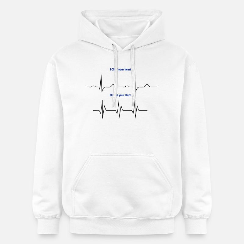 Électrocardiogramme (ECG) rythme réel vs mode - Sweat à capuche Softstyle® Gildan Unisexe - blanc